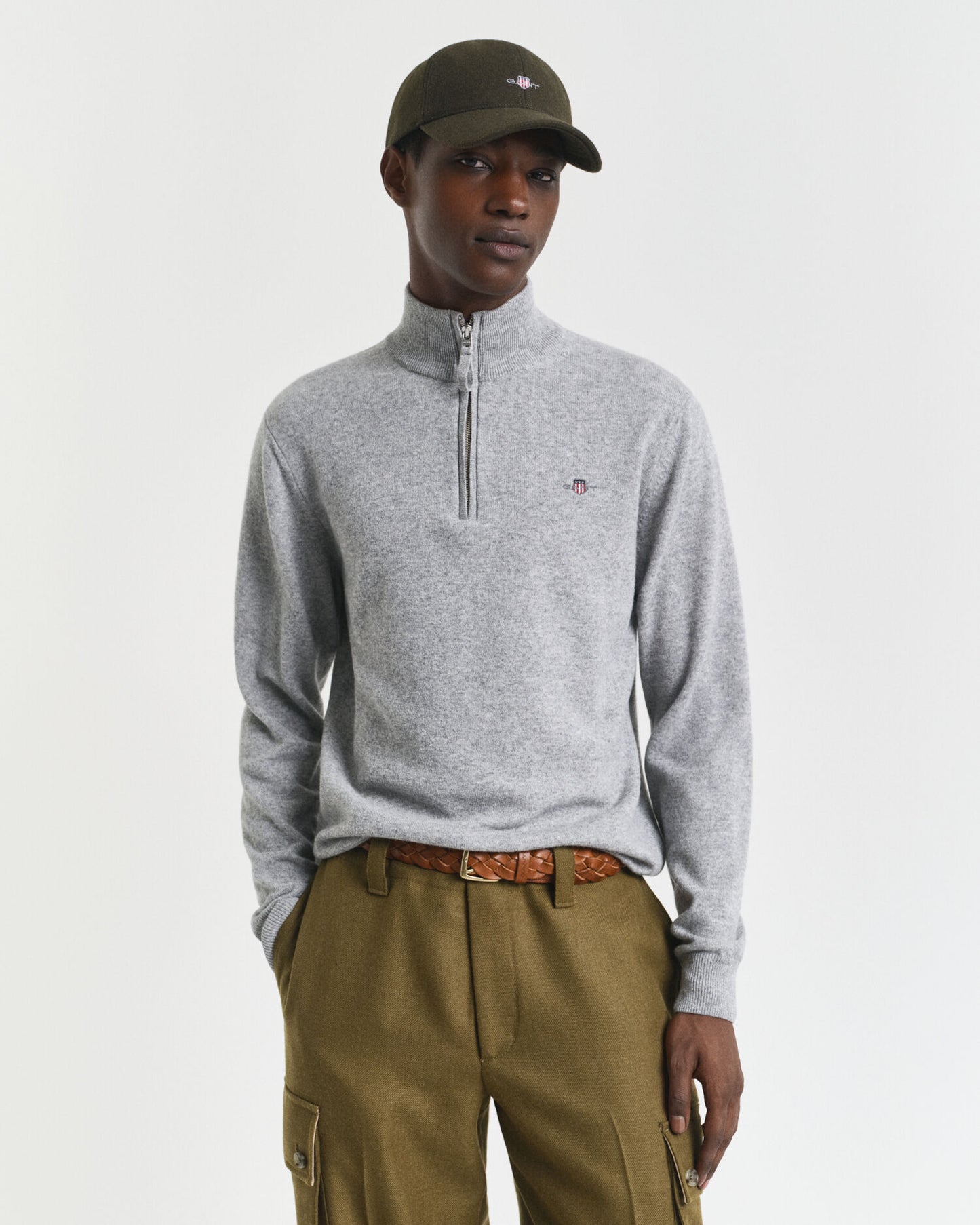 Halb-Zip-Pullover aus extrafeiner Lammwolle