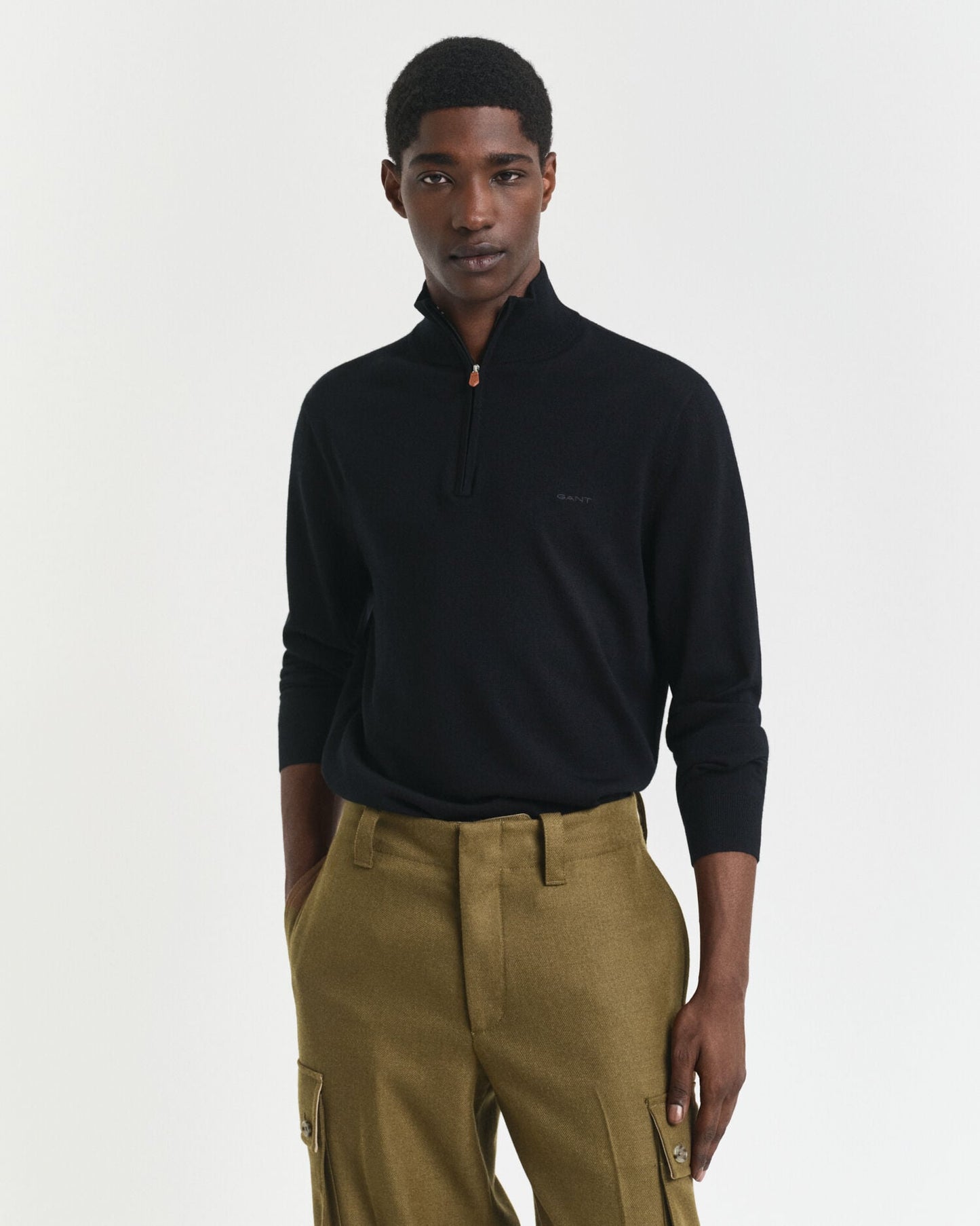 Pull mi-zippé en laine Mérinos extra fine