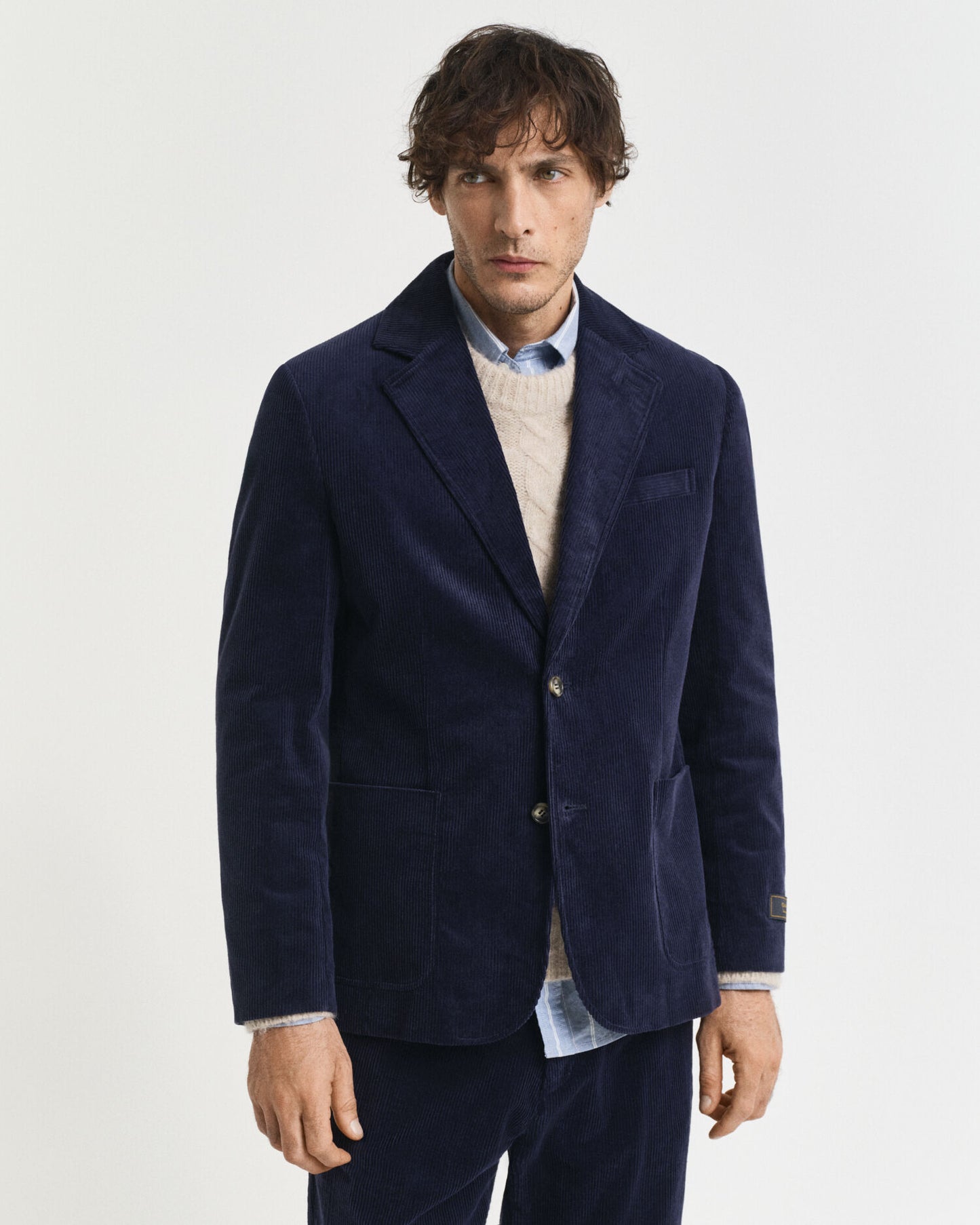 Blazer en velours côtelé coupe droite
