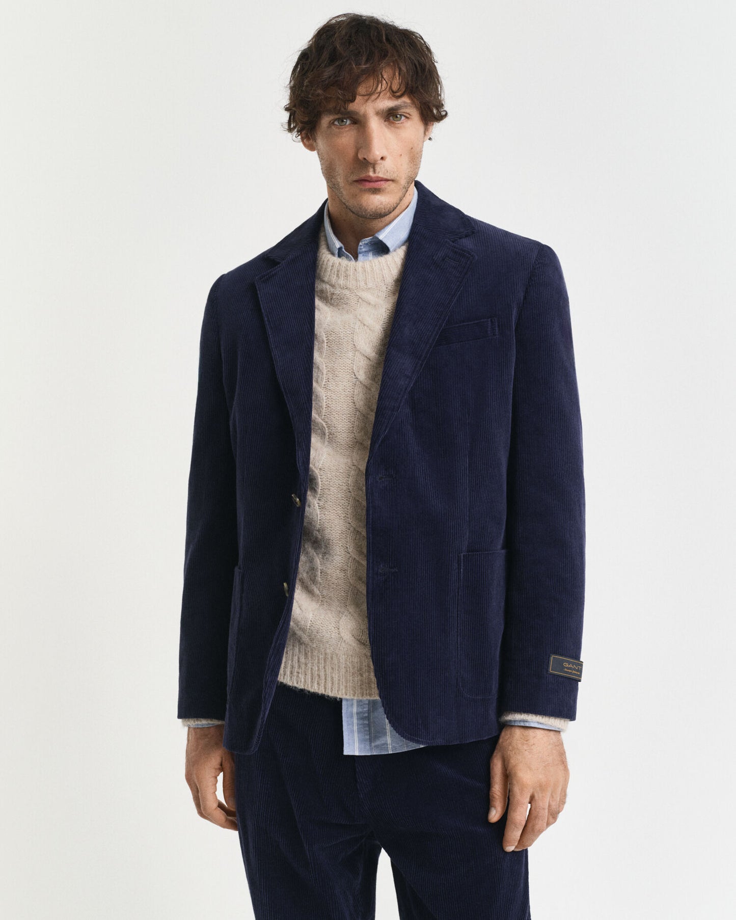 Blazer en velours côtelé coupe droite