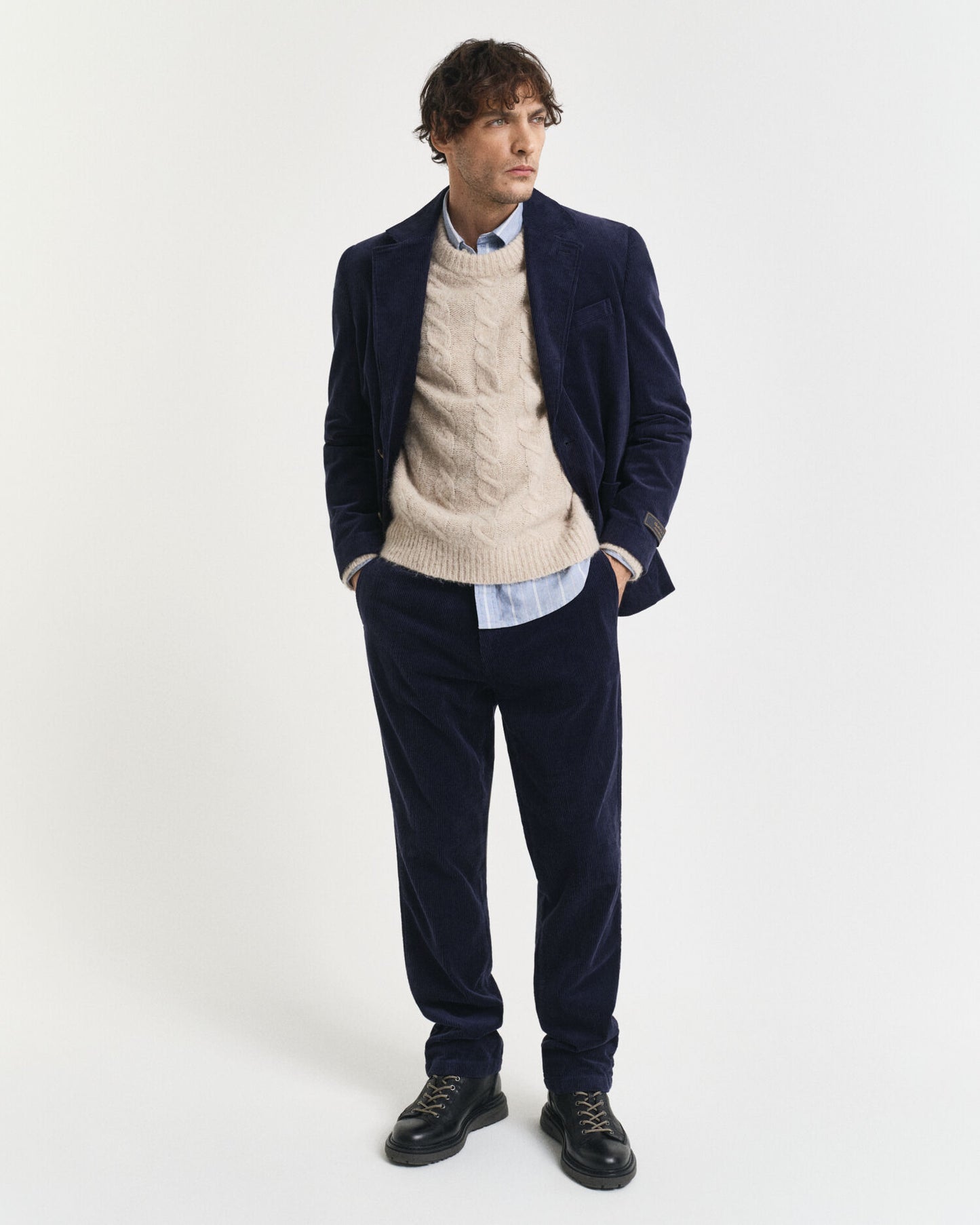 Blazer en velours côtelé coupe droite