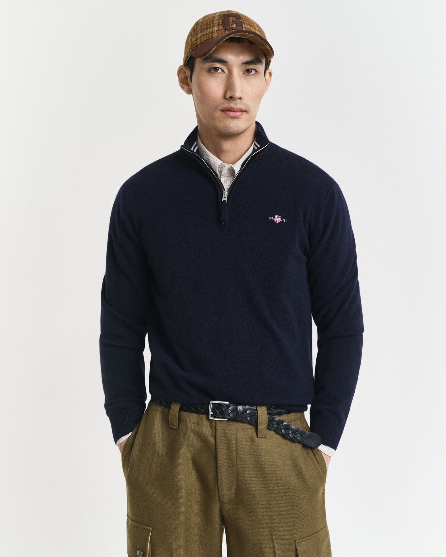 Halb-Zip-Pullover aus extrafeiner Lammwolle