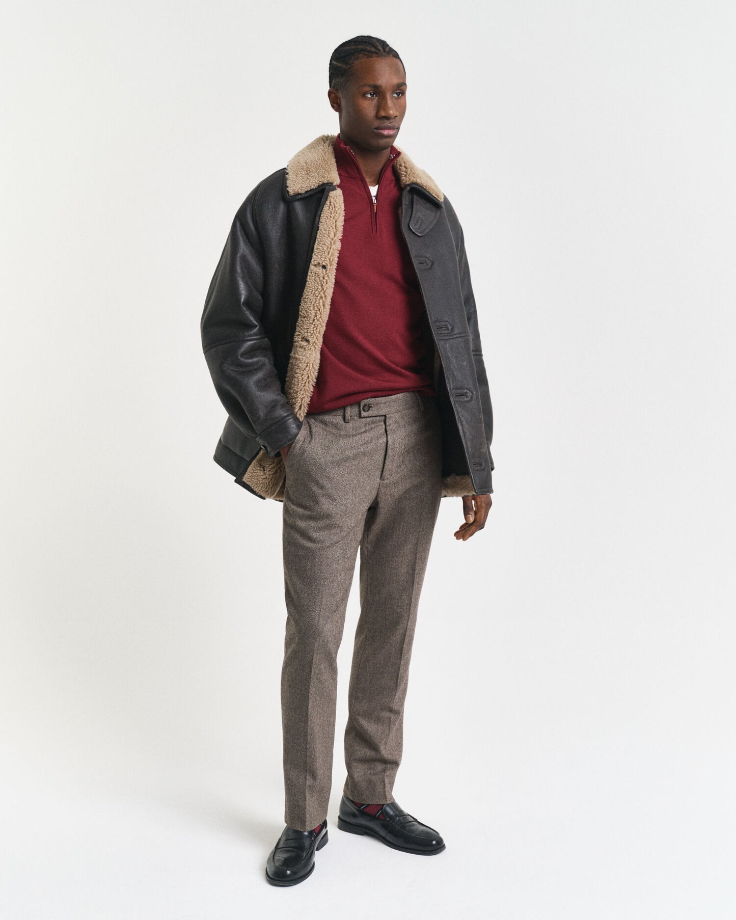 Pull mi-zippé en laine Mérinos extra fine