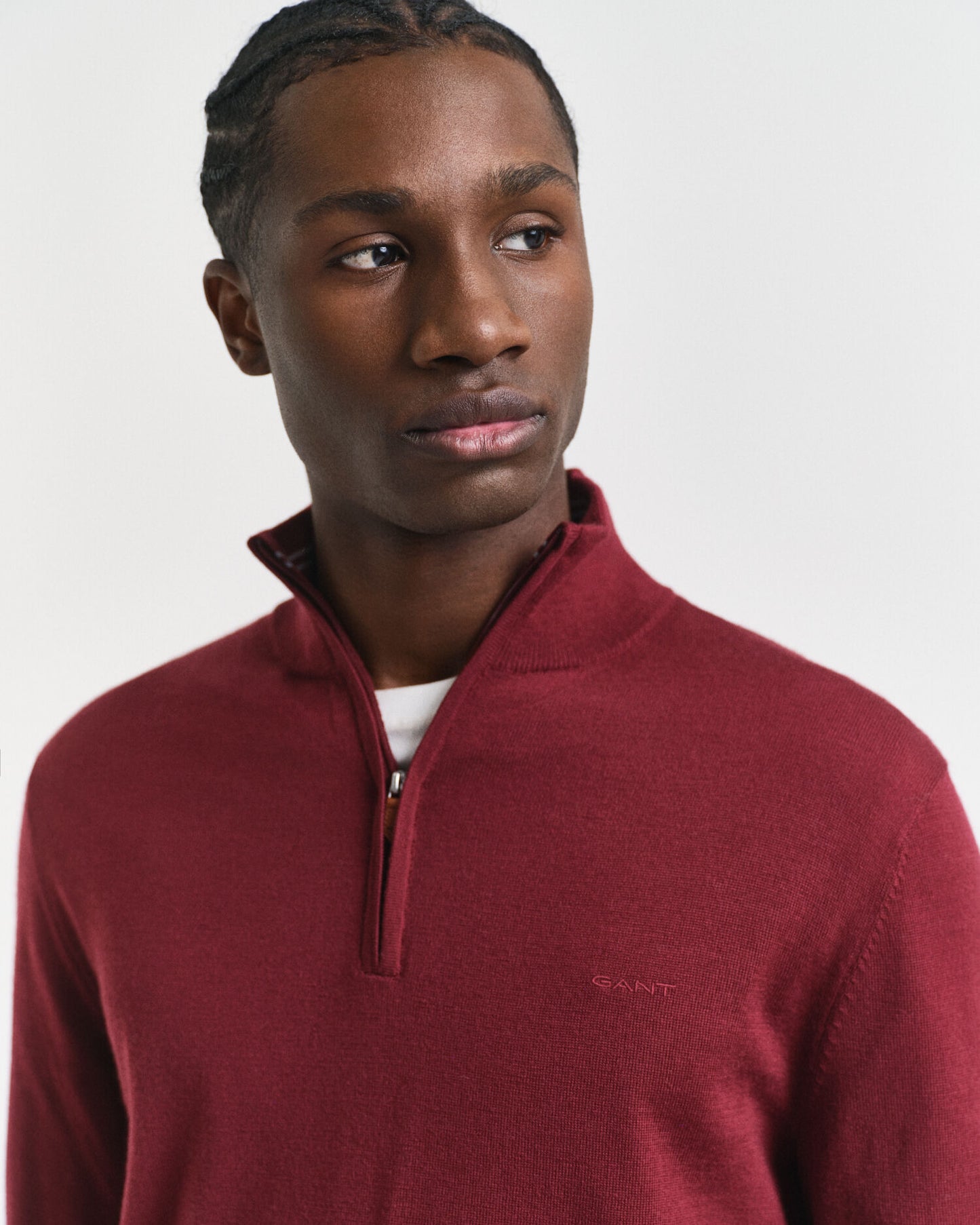 Pull mi-zippé en laine Mérinos extra fine