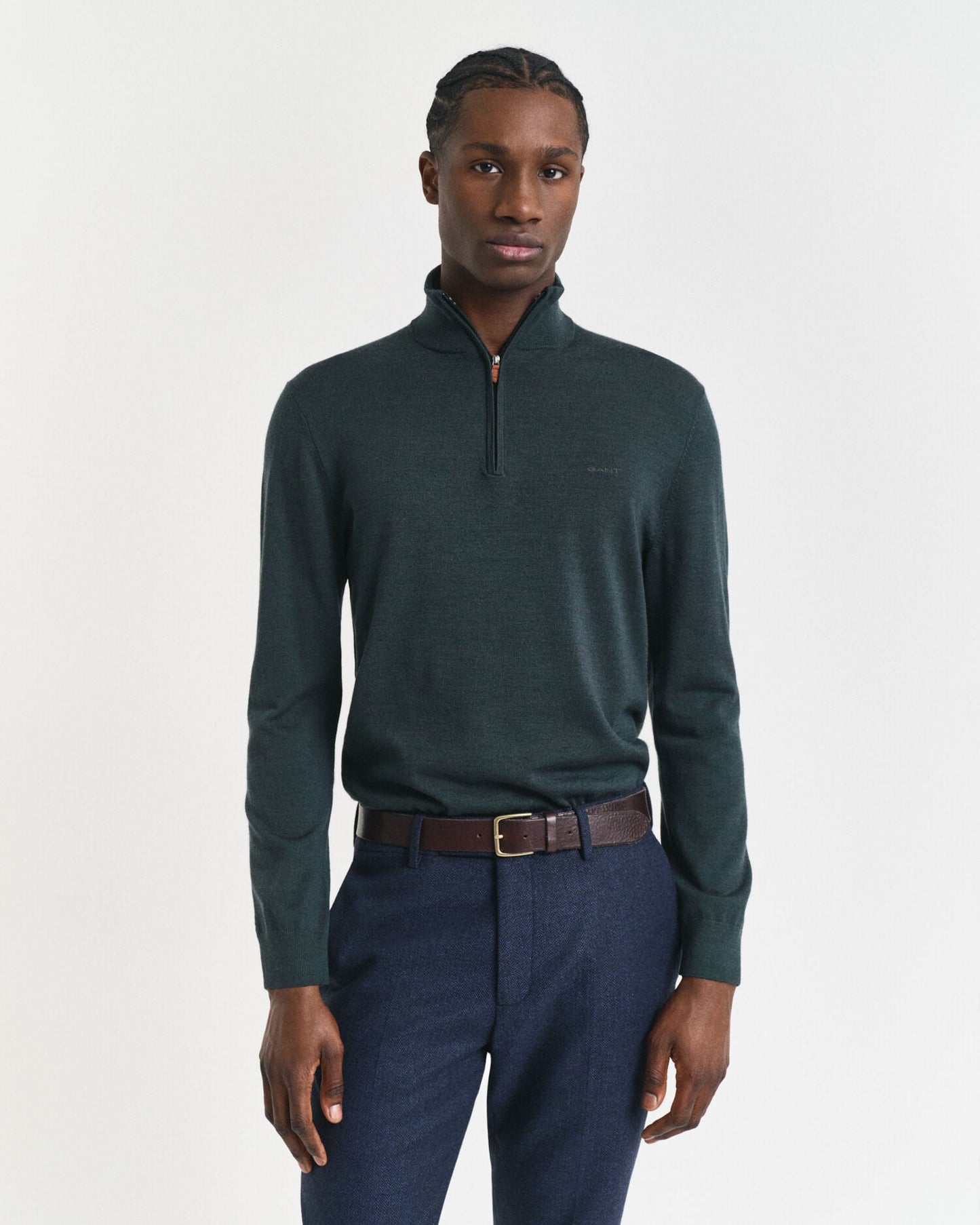 Pull mi-zippé en laine Mérinos extra fine