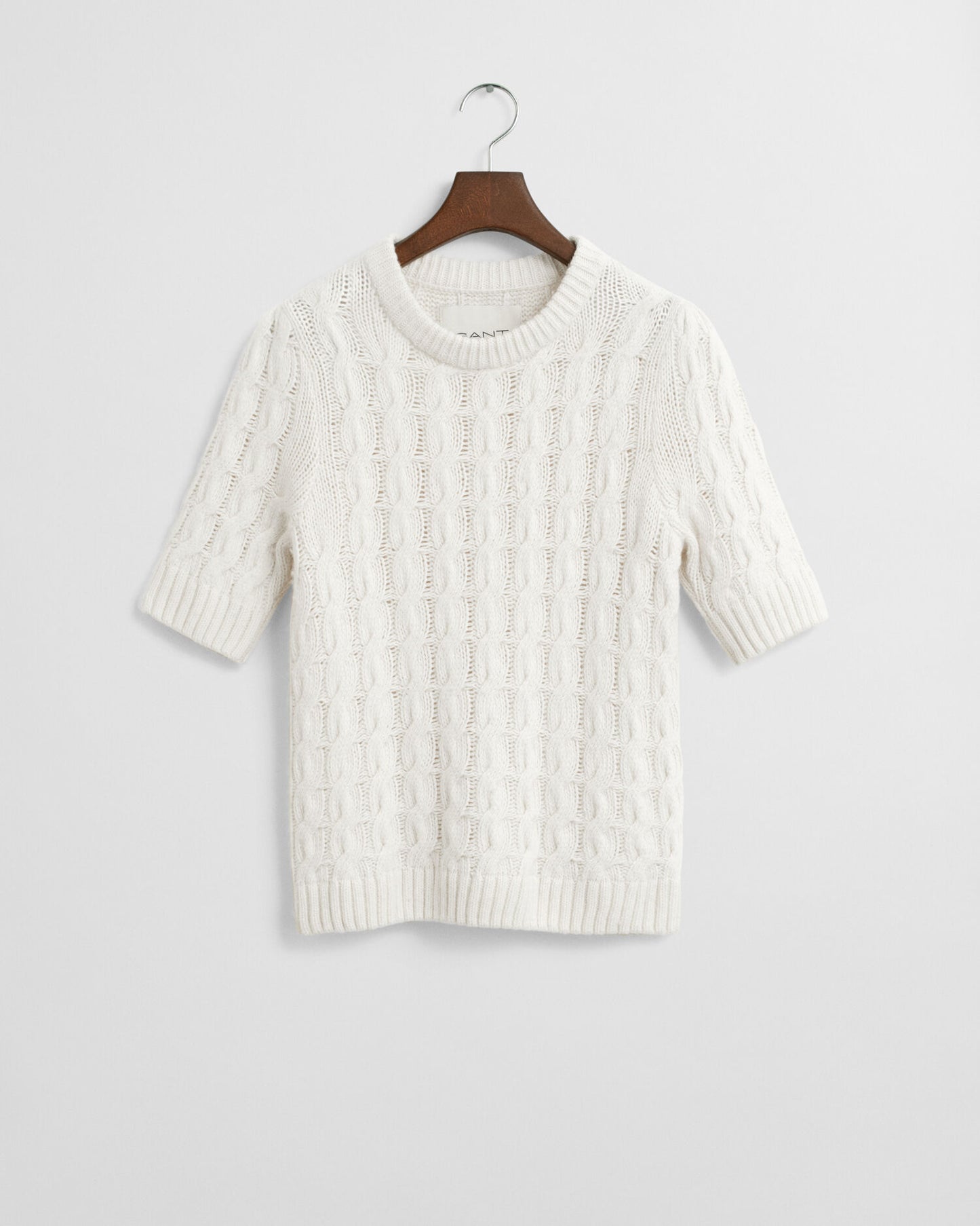 Robe courte à manches bouffantes en tricot torsadé à manches courtes