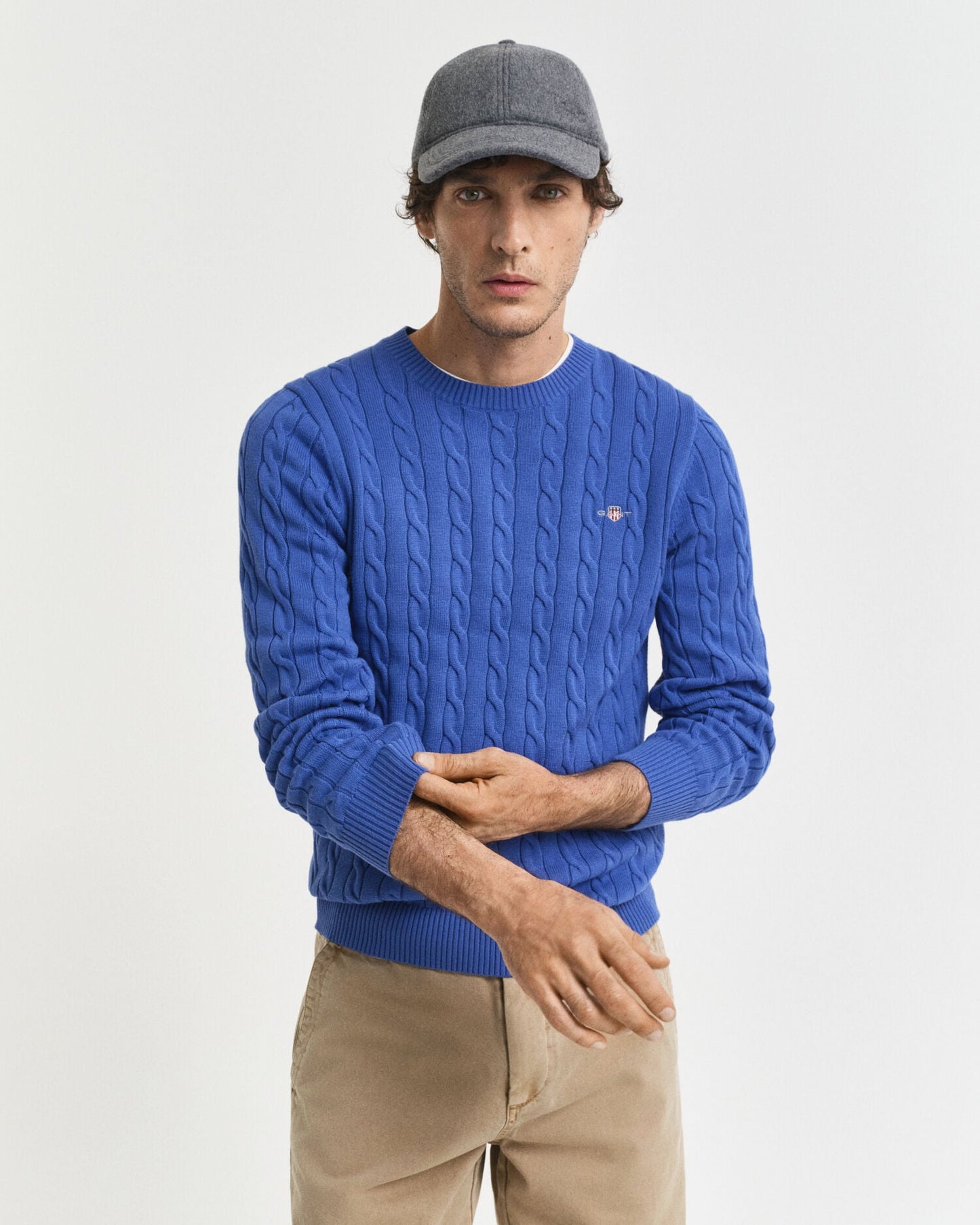 Pull ras-du-cou en maille torsadée de coton