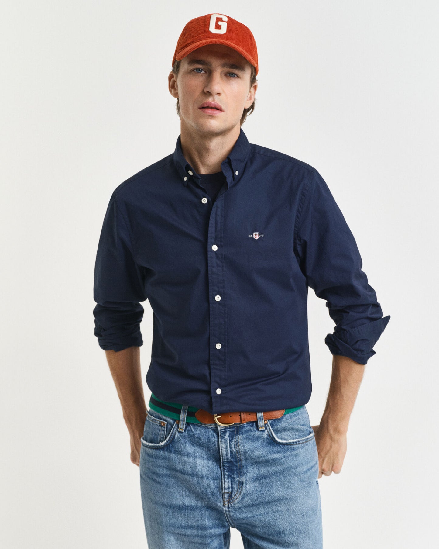 Schmal geschnittenes Popelinehemd (klassisch)